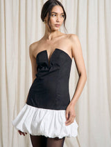AiiRZ Color Block Plunge Bandeau Bubble Hem Mini Dress