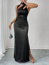 SHEIN Allurite Women's Solid Color Sleeveless Side Split Hem Elegant Dress