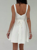 SHEIN DRESS Aloruh Elegant Minimalist Solid Color Sexy Deep V-Neck