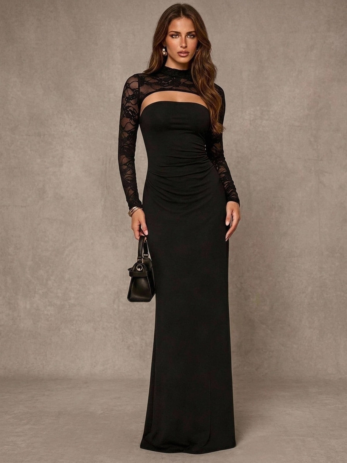  Aloruh French Style Cutout Sexy Lace Patchwork Dress Fall Outfits Elegant Dresses