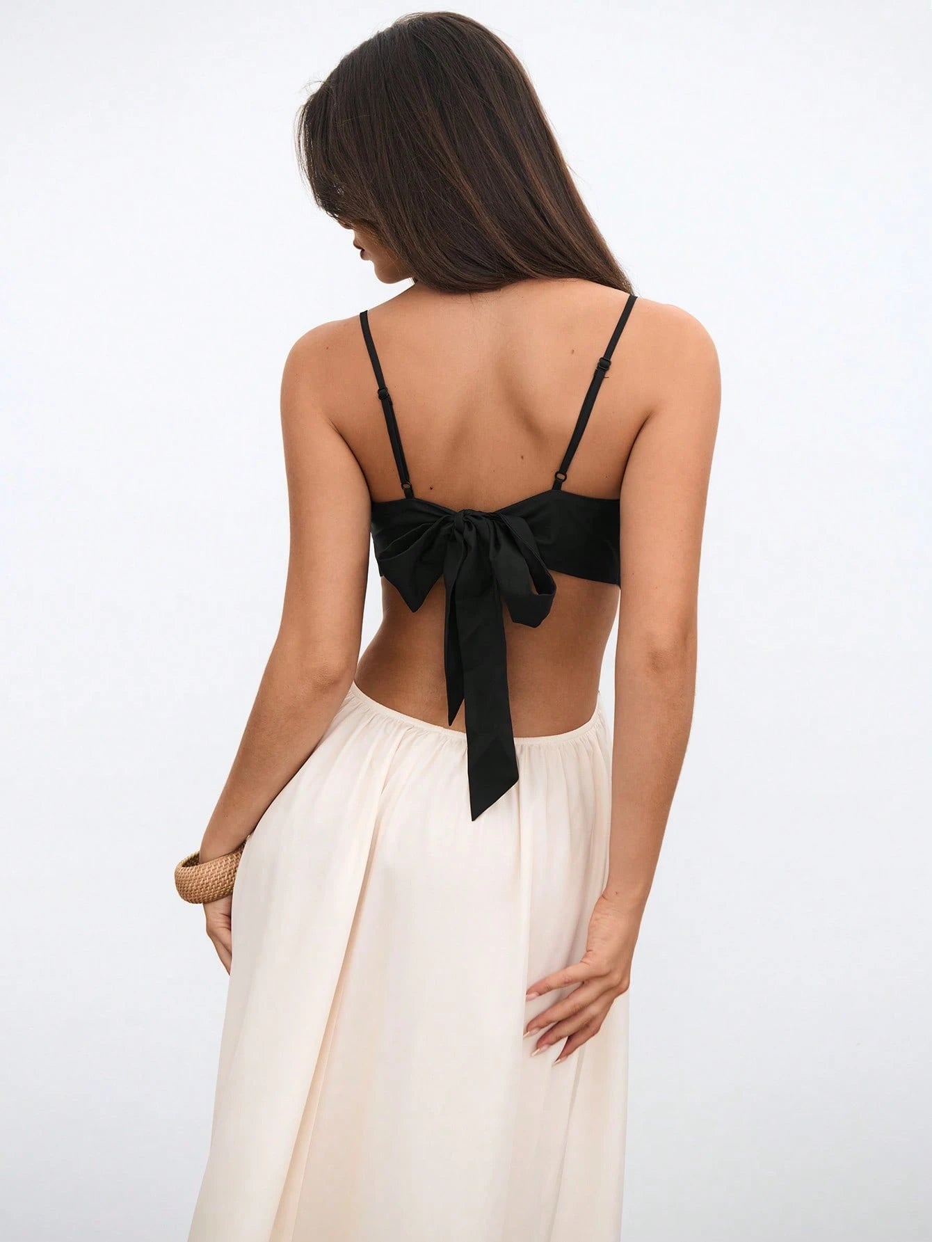 SHEIN Aloruh Women Maxi Dress Bohemian Holiday Coconut Tree Printed Color Block Backless Dress