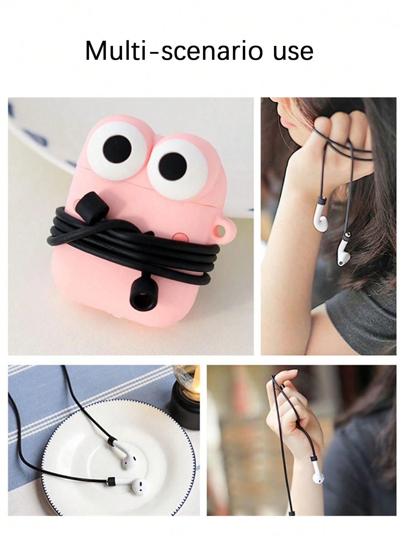 حبل ابل ايربودز مضاد للضياع من شي إن، حزام سيليكون معلق لسماعات الأذن اللاسلكية، حبل قصير مضاد للضياع