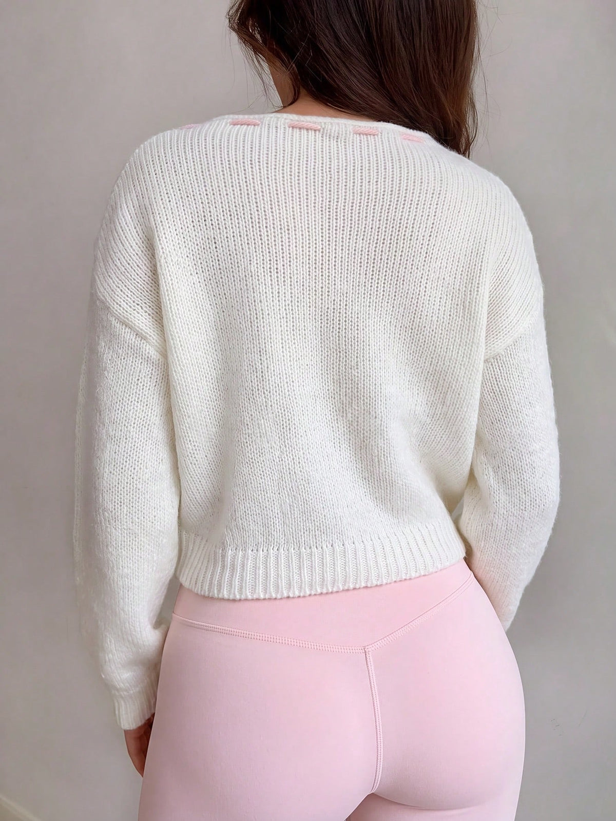 SHEIN Autumina Women's Casual Cute Romantic Versatile Lace-Up Sweater