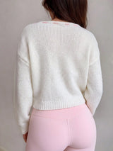 SHEIN Autumina Women's Casual Cute Romantic Versatile Lace-Up Sweater