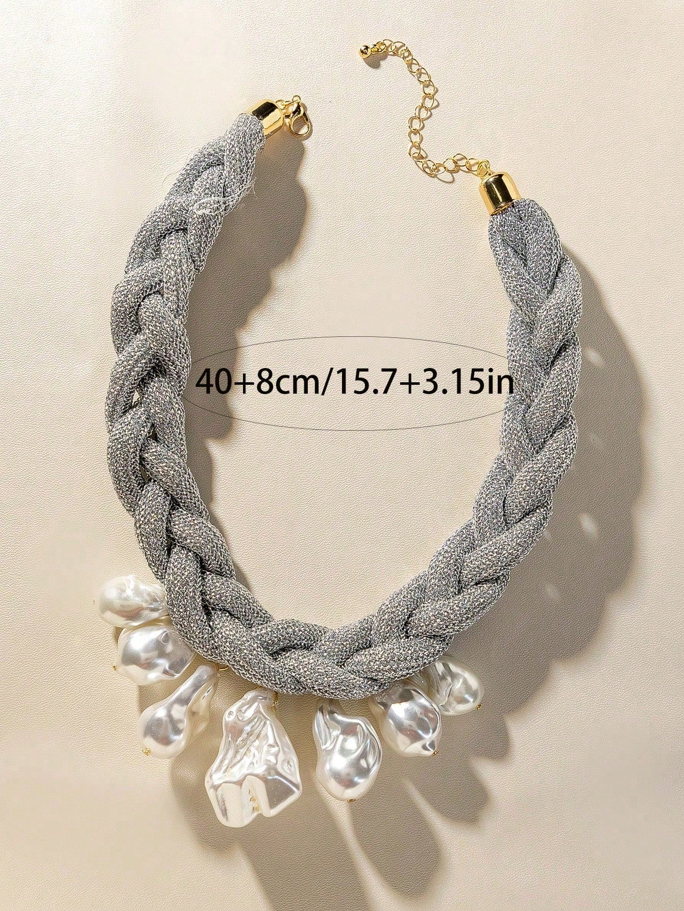 SHEIN Baroque Pearl Pendant Necklace For Women, European And American Jewelry Necklace, Exaggerated Necklace