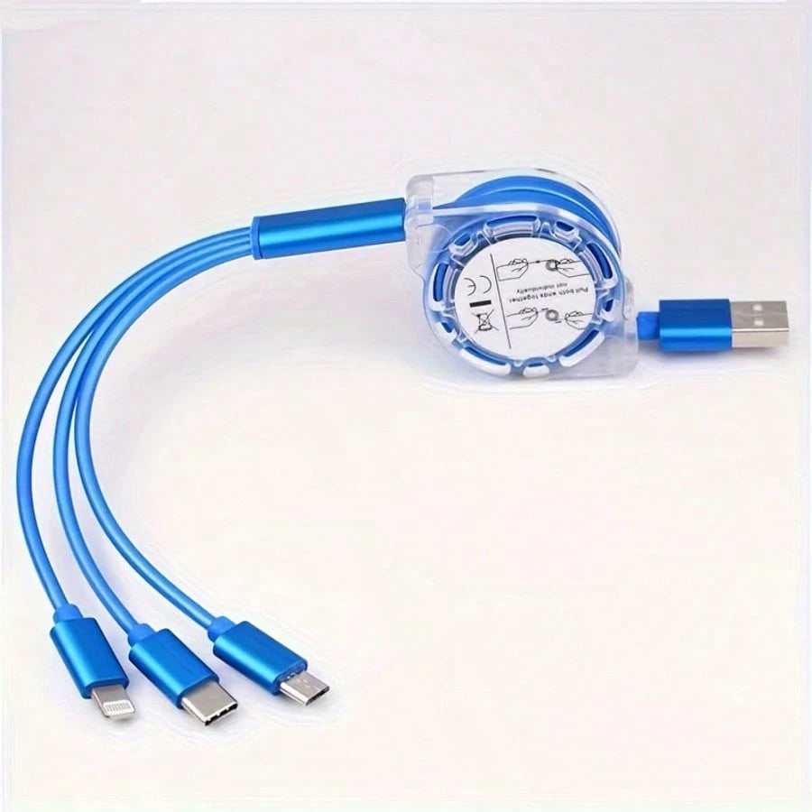 كابل شحن متعدد 3 في 1 من شي إن بن بوم، كابل USB C قابل للسحب، أساسيات السفر، USB A إلى USB