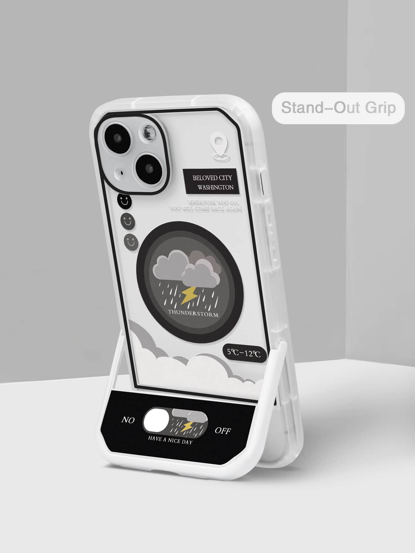 Cartoon Graphic Phone Case With Invisible Holder
