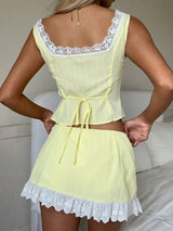 SHEIN CovetEZ Women's Yellow Summer Modest Picnic Holiday 2 Pieces Set