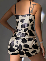SHEIN Cow Print Satin PJ Set / Pajama Set