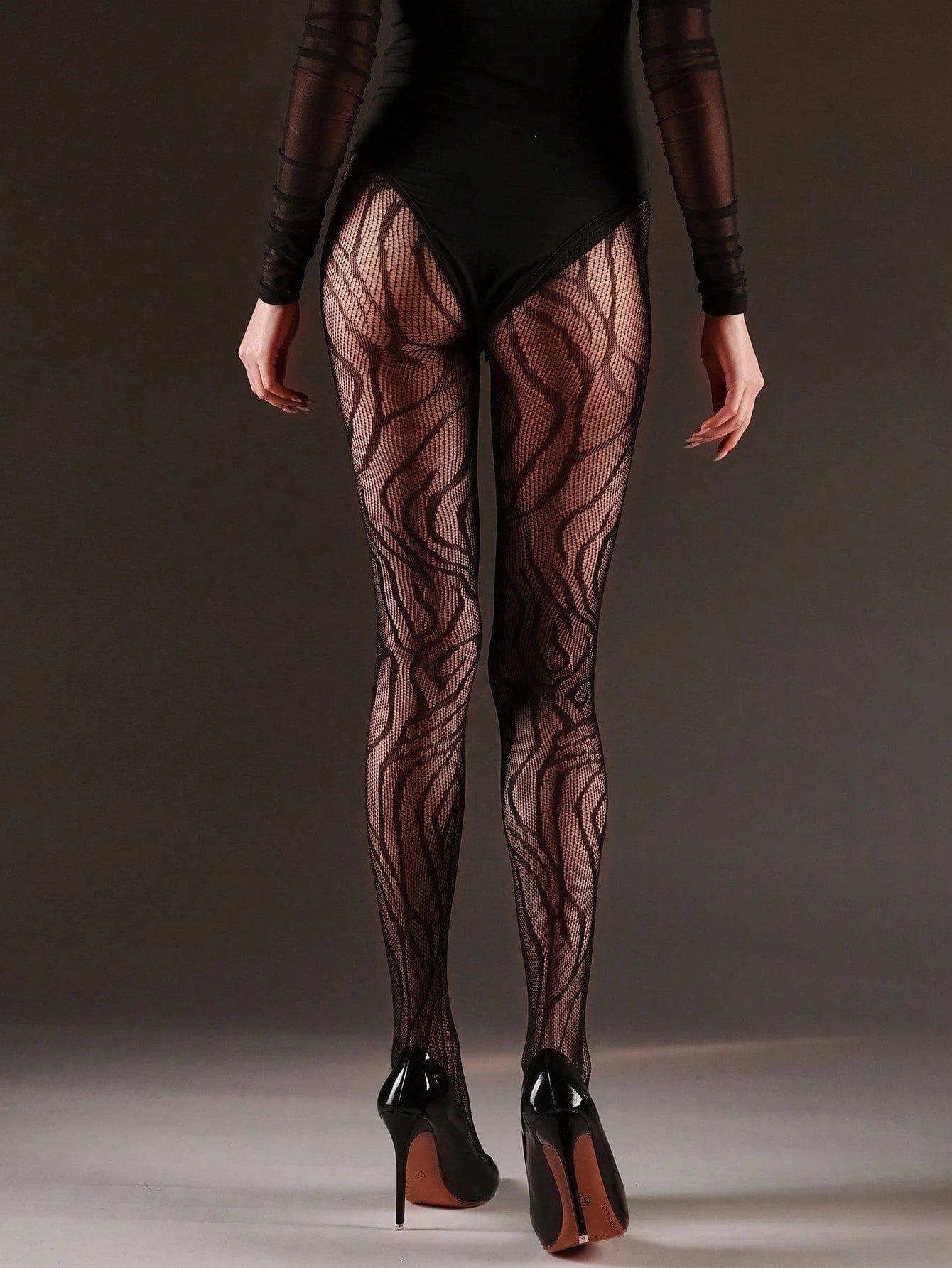 SHEIN [DazzleLegs] بنطلون ضيق ضيق بنمط جلد النمر شبكي عالي المرونة قطعة واحدة للنساء