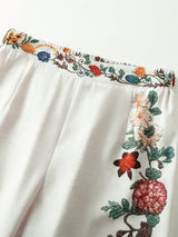 SHEIN EMERY ROSE Women's Casual Floral Embroidery Wide Leg Pants