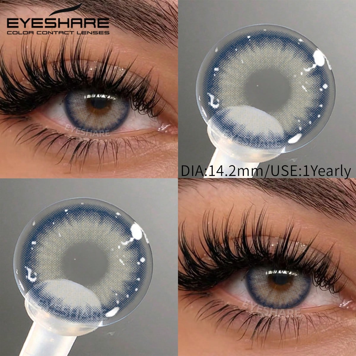 EYESHARE 1Pair/2pcs Natural Color Contact Lenses Gray Eyes Lenses 