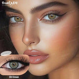 FRESH LADY (0.00-6.00 Degrees) 1 Pair , Subtle Warm Tone, Green Cosmetic Lenses