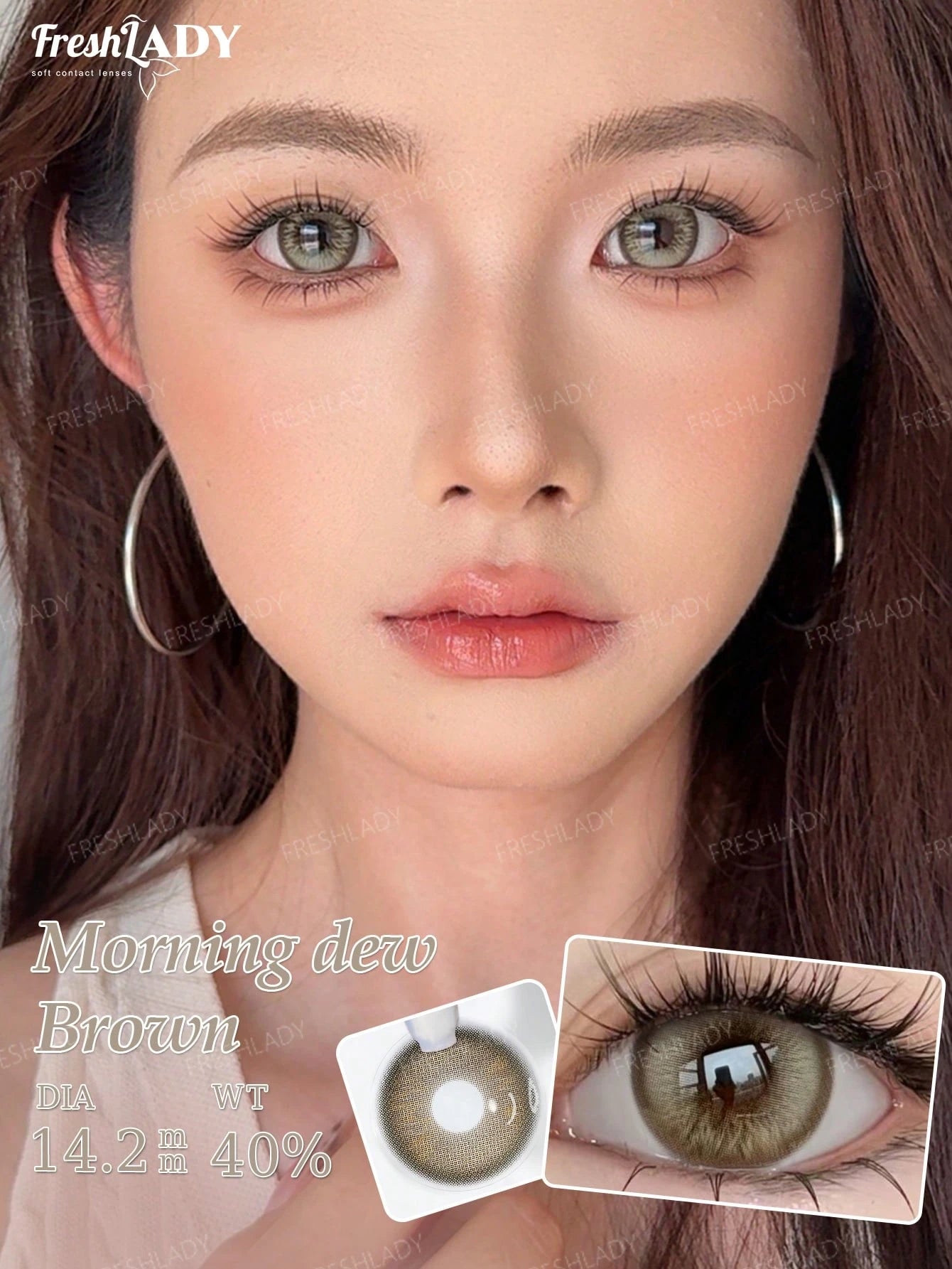 FRESH LADY 1 Pair Colored Contact Lenses, Brown Eyes Cosmetic Lenses