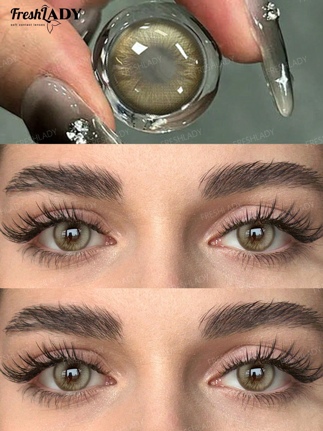 SHEIN FRESH LADY 1 Pair Colored Contact Lenses, Brown Eyes Cosmetic Lenses