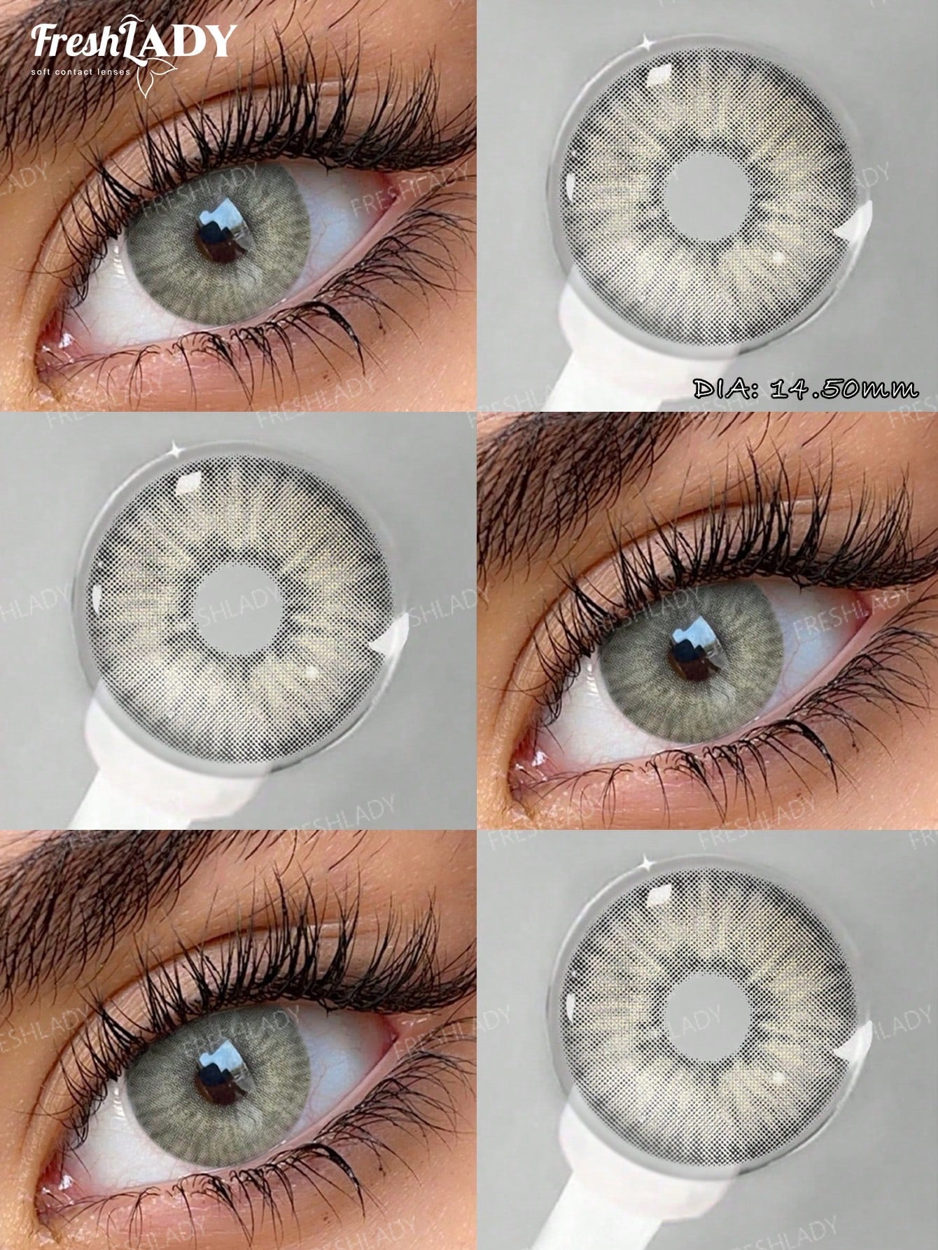 SHEIN FRESH LADY 1 Pair Mixed Color Gray Colored Contact Lenses