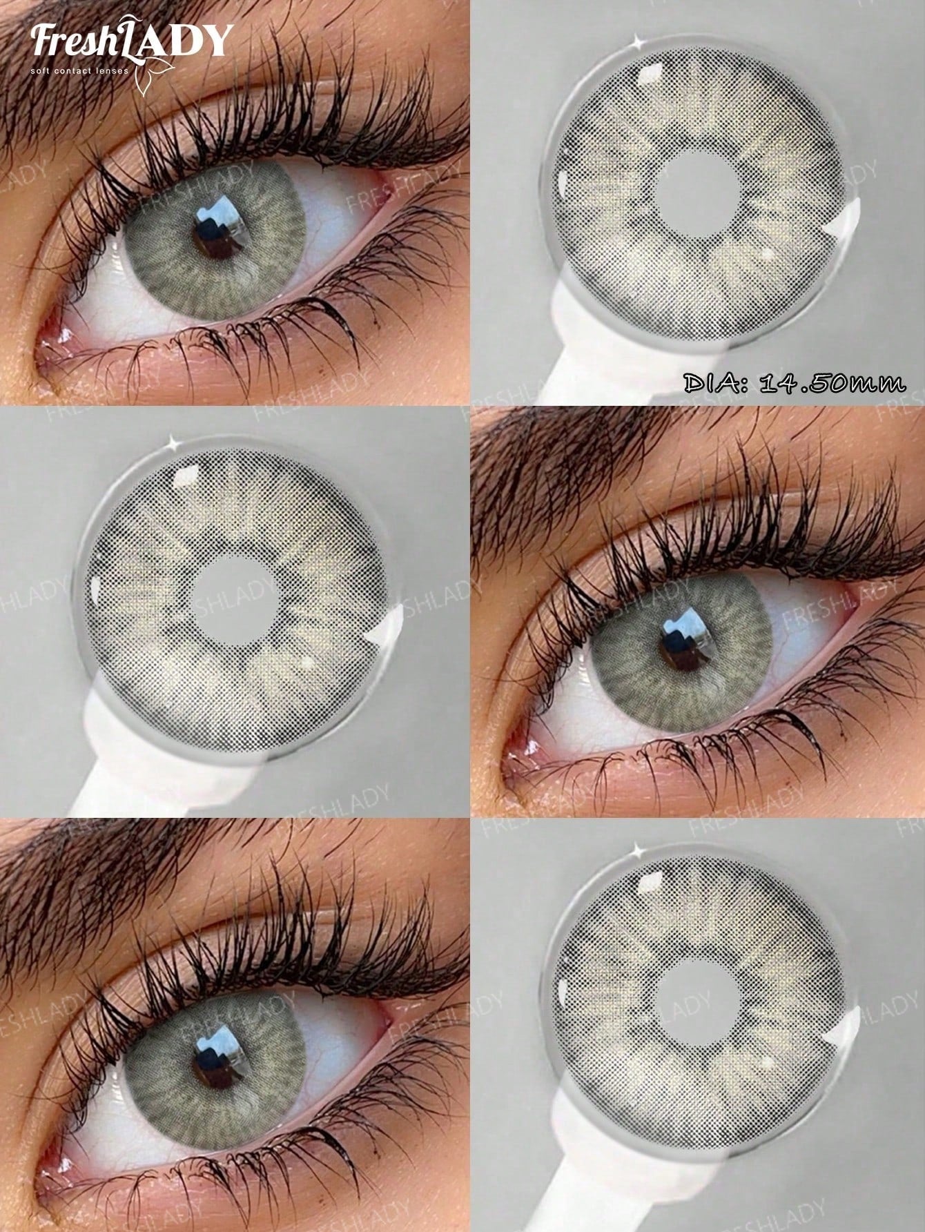 SHEIN FRESH LADY 1 Pair Mixed Color Gray Colored Contact Lenses