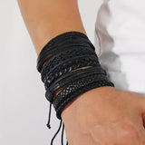 Fashionable and Popular 6pcs Men Minimalist Braided Bracelet