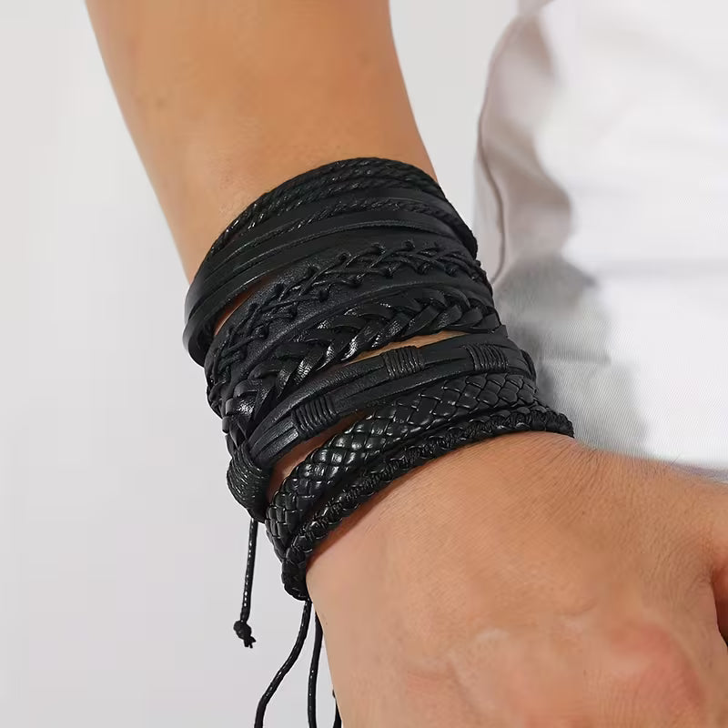 Fashionable and Popular 6pcs Men Minimalist Braided Bracelet
