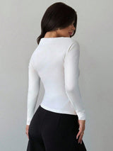SHEIN Firerie Women's New Minimalist Elegant Daily Commute Asymmetrical Shoulder Long Sleeve