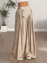 SHEIN Flirla Women's Loose Wide Leg Casual Palazzo Pants With Tassels