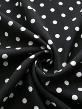 SHEIN Franclia Women's V-Neck Ruffle Sleeve Pleated Waist Backless Tie Polka Dot Print Maxi Dress