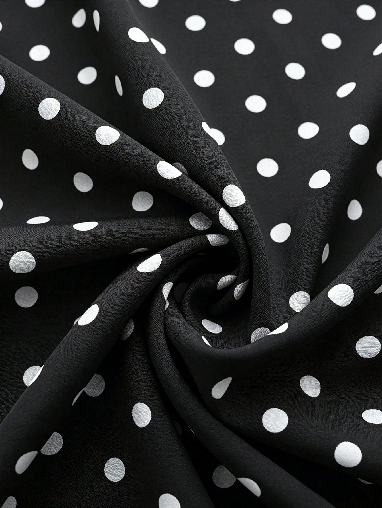 SHEIN Franclia Women's V-Neck Ruffle Sleeve Pleated Waist Backless Tie Polka Dot Print Maxi Dress