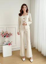 Celisse 2pcs/Set Elegant Cinched Waist Casual Outfit
