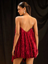 فستان سهرة نسائي من SHEIN DRESS Glamine باللون العنابي 