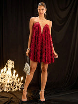 فستان سهرة نسائي من SHEIN DRESS Glamine باللون العنابي 