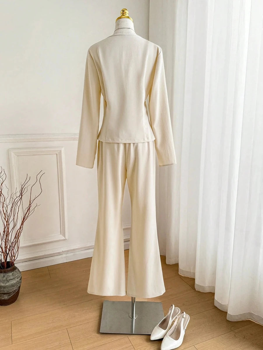 Celisse 2pcs/Set Elegant Cinched Waist Casual Outfit