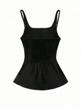 SHEIN INAWLY Brown Pleated Women's Camisole (4-Way Stretch)