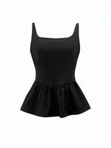 SHEIN INAWLY Brown Pleated Women's Camisole (4-Way Stretch)