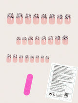 SHEIN ارتقي بمظهرك فوراً مع 24 قطعة من الأظافر المربعة اللاصقة متوسطة الحجم