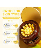 KOEC Deep VIT C Capsule Cream jar with skincare ratio chart on a white background