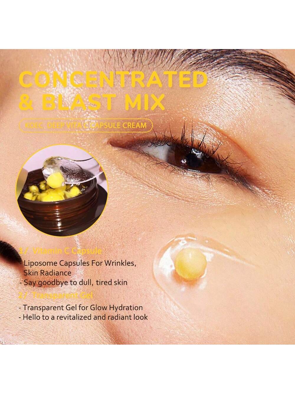SHEIN KOEC Deep Vitamin C Capsule Facial Cream, Deep Nourishing Moisturizing Cream, Improves Uneven Skin Tone