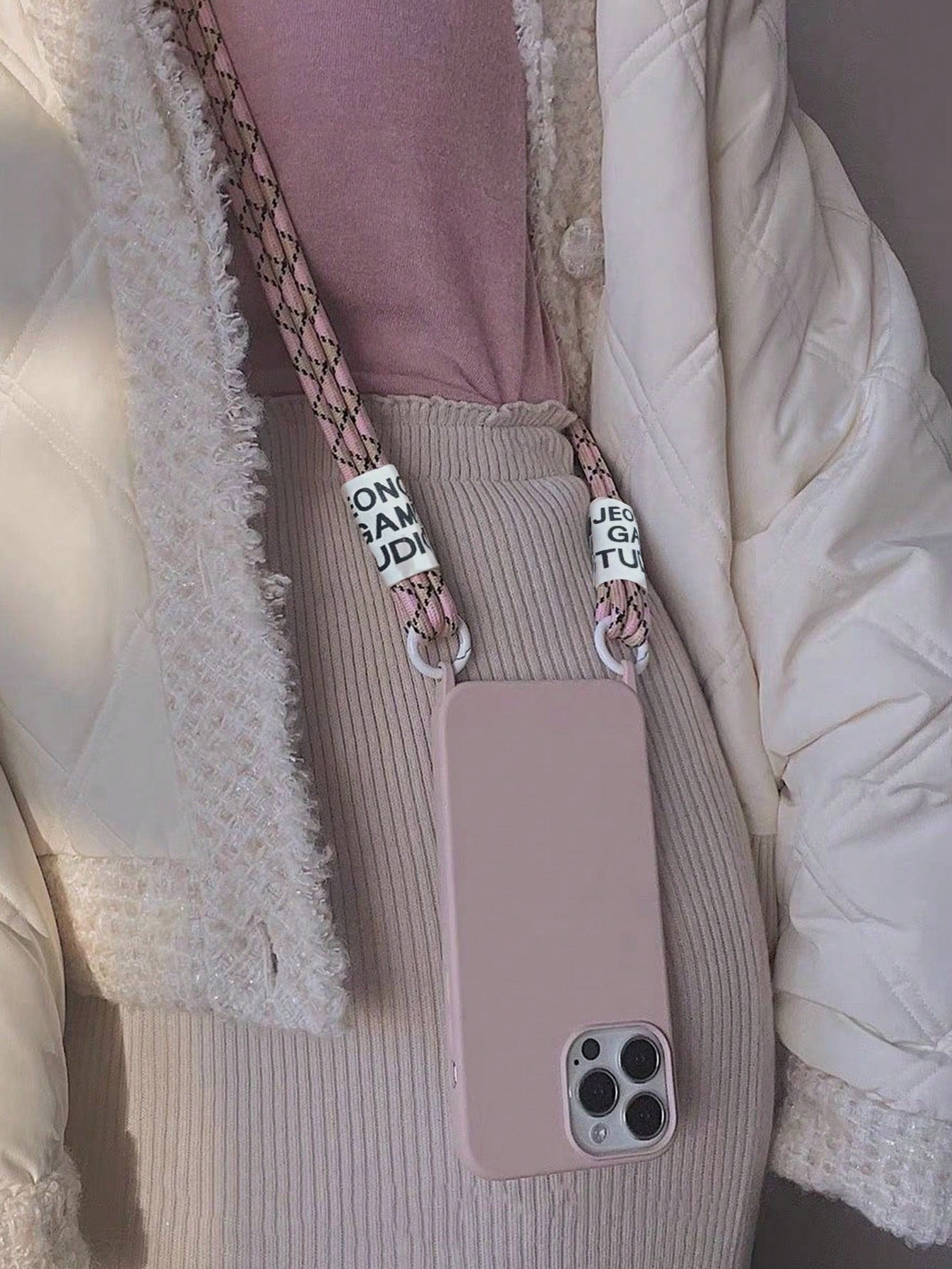 Keychain,Lanyard Oversized Pink Lanyard Phone Case, Crossbody Strap