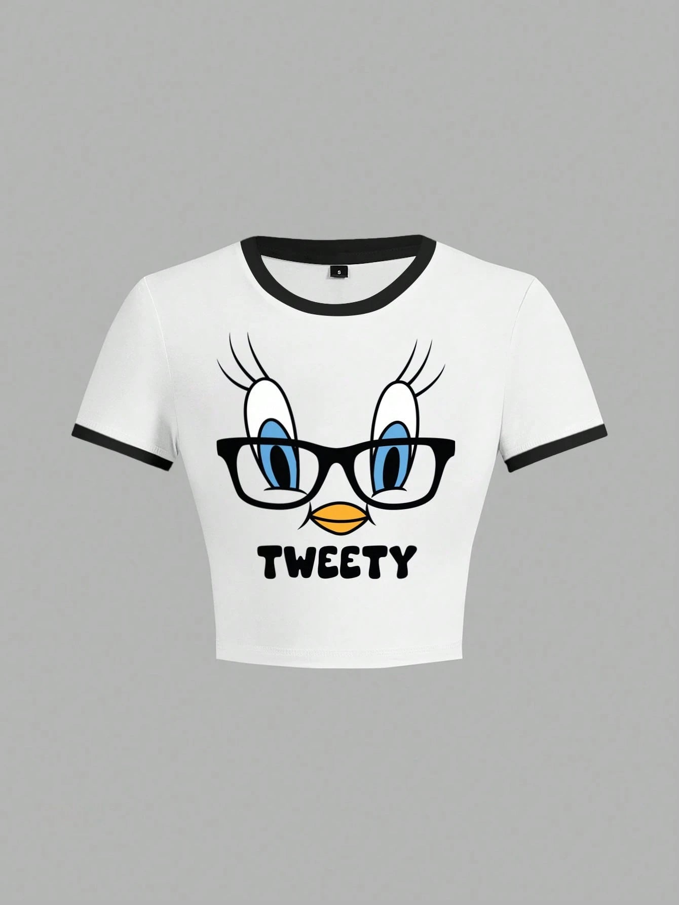SHEIN LOONEY TUNES X SHEIN Women Summer Cartoon Graphic Crop T-Shirt