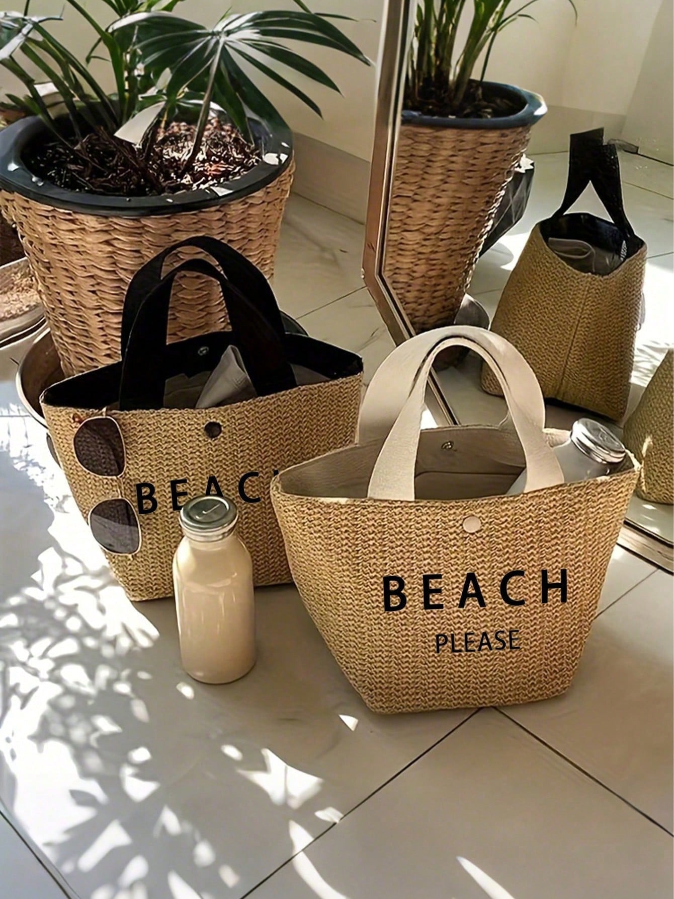 Lightweight Woven Tote Bag, Beechwood Handbag, Women's Summer Crossbody Bag
