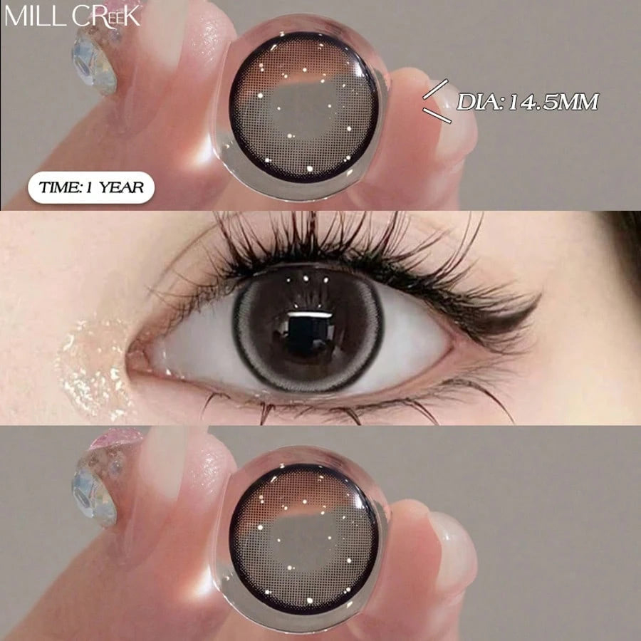 SHEIN MILLCREEK MILL CREEK 1 Pair 14.5mm Natural Color Contact Lenses, Gray And Brown Soft Lenses