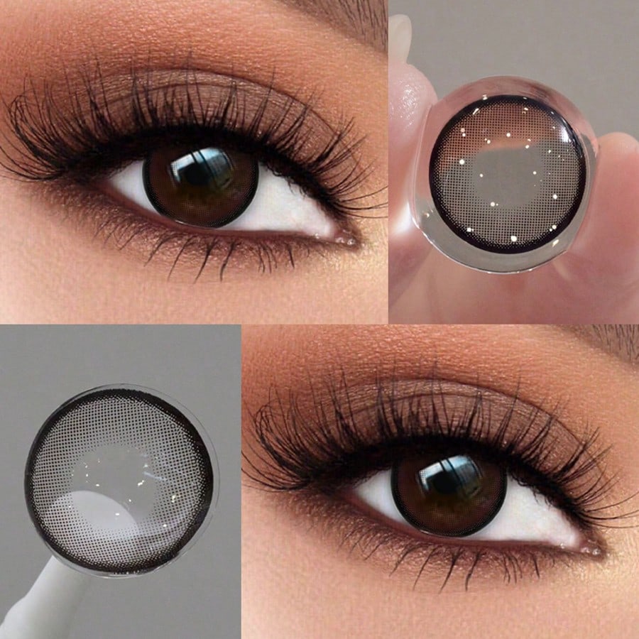 SHEIN MILLCREEK MILL CREEK 1 Pair 14.5mm Natural Color Contact Lenses, Gray And Brown Soft Lenses