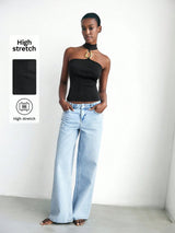 SHEIN Maija Women's Summer Fashionable Metal Decor Halter Neck Top