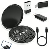 طقم كابلات متعدد الوظائف من شي إن مع صندوق تخزين، طقم كابل شحن USB من النوع C من السيليكون يتضمن نقل البيانات