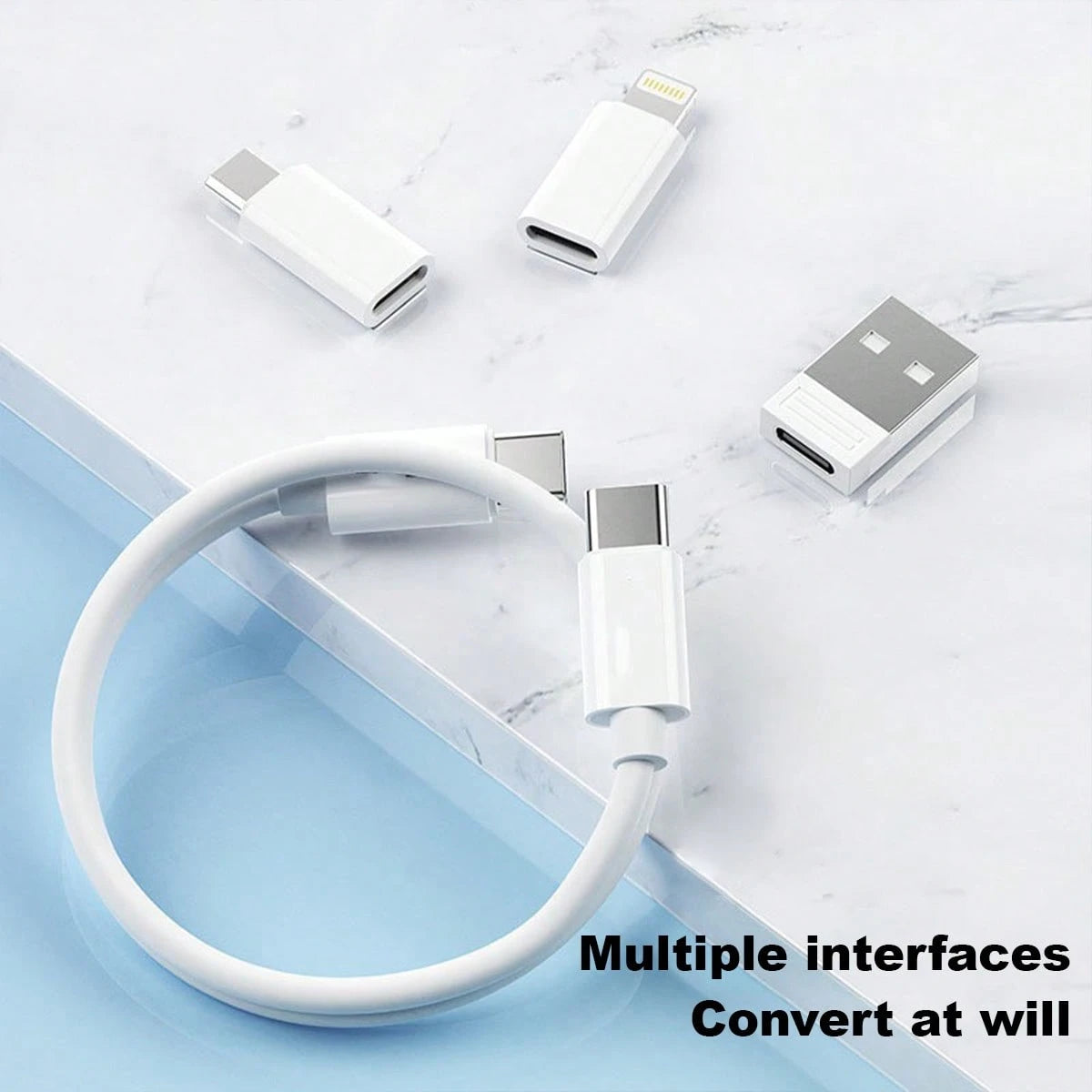طقم كابلات متعدد الوظائف من شي إن مع صندوق تخزين، طقم كابل شحن USB من النوع C من السيليكون يتضمن نقل البيانات