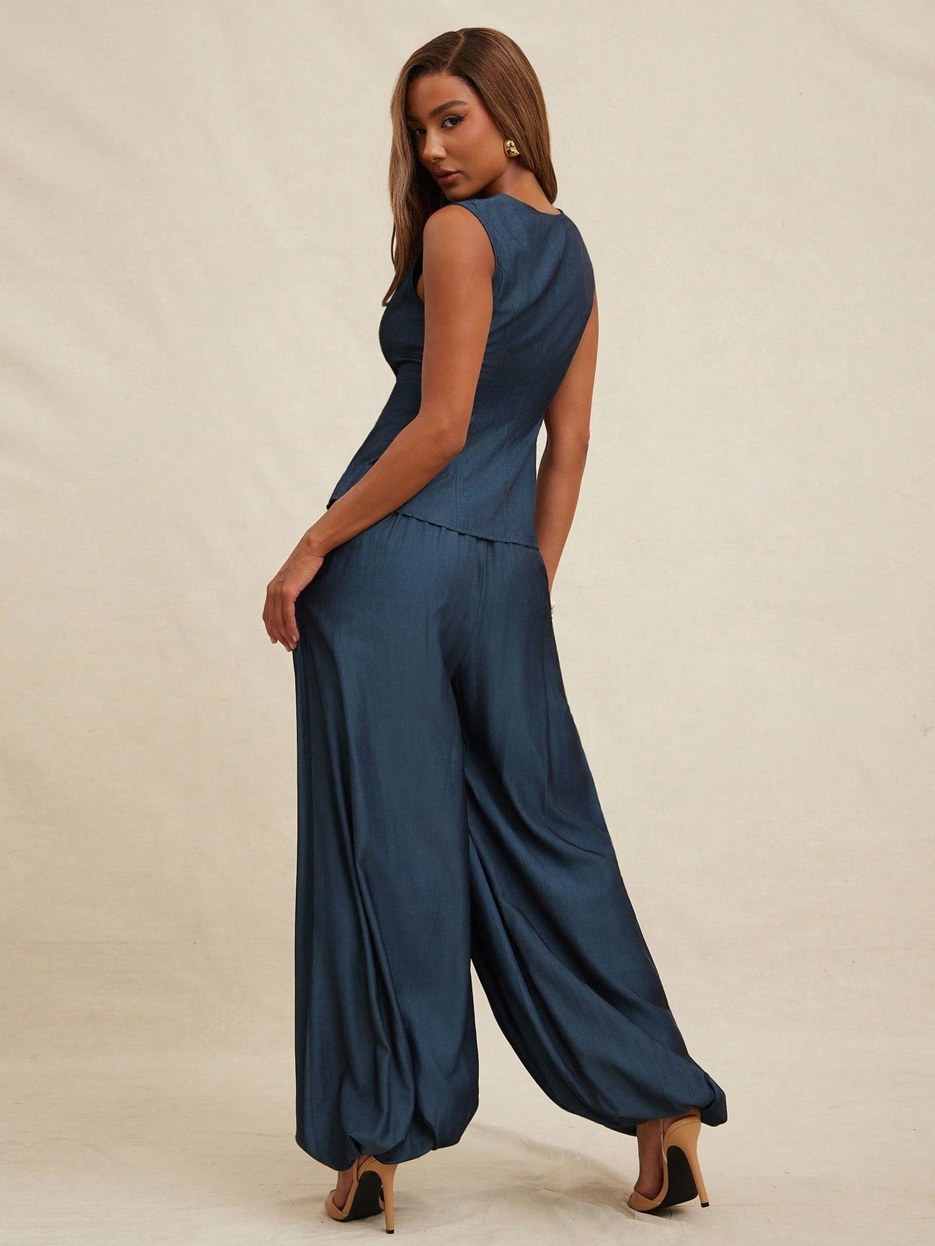 SHEIN طقم بلوز وبنطلون NYA SZN للنساء (بلوزة وبنطلون) 