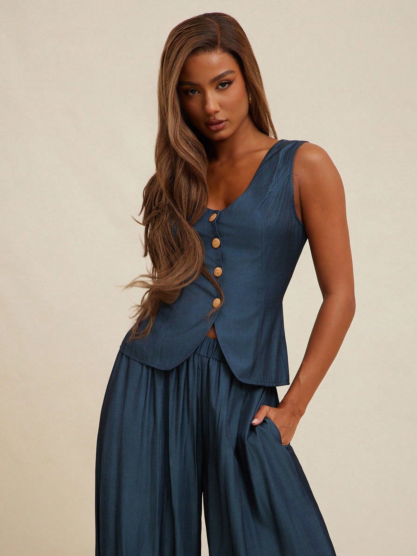 SHEIN طقم بلوز وبنطلون NYA SZN للنساء (بلوزة وبنطلون) 