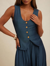 SHEIN طقم بلوز وبنطلون NYA SZN للنساء (بلوزة وبنطلون) 