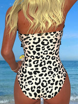 SHEIN New Fashionable Sexy Elegant Striped Lace Ruffle Bust Bow Detachable Strap One-Piece Swimsuit