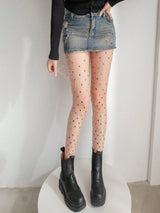 SHEIN New Sexy Hot Girl Rhinestone Star Fishnet Tights, Korean Style Fishnet Leggings