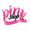 Logo of Pink Shop with pink and black text on a white background